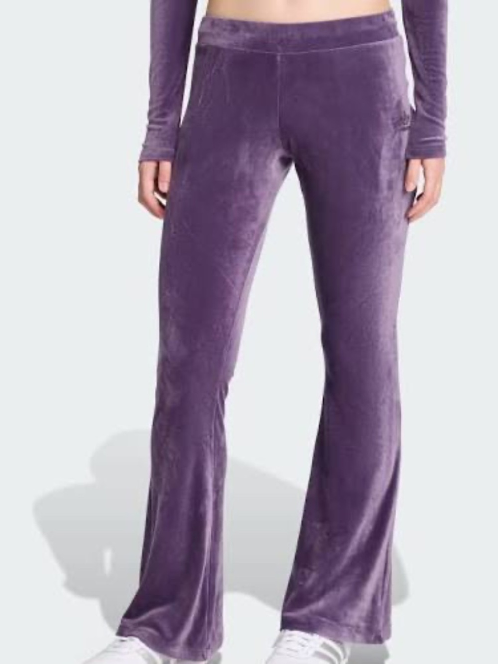 ADIDAS ESSENTIALS VELVET FLARED LEGGING Purple L Slim Fit NWT